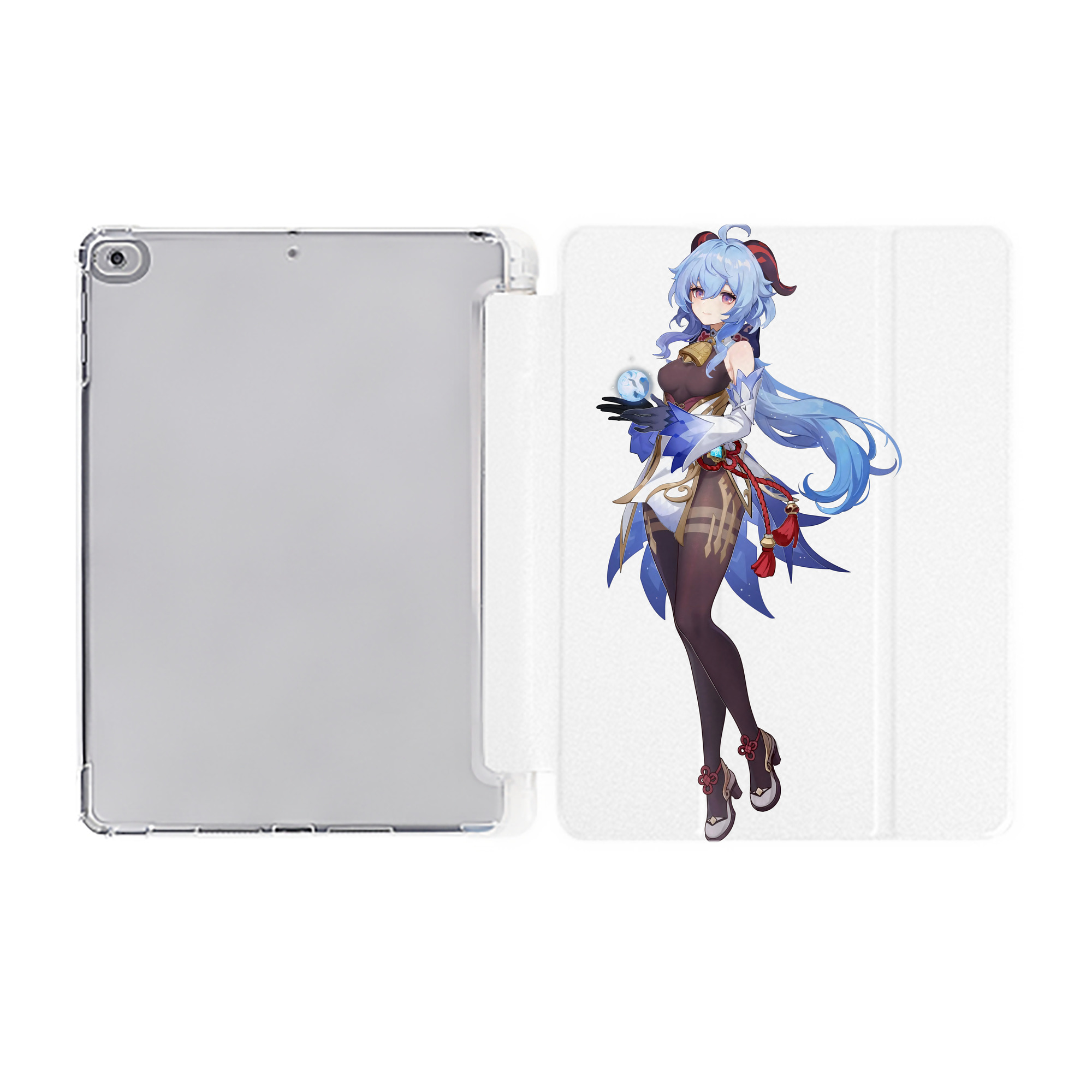 げんし神 甘雨 かんう genshin Ganyu IPad ケース ペン収納付き 三つ折りスタンド PUレザー×シリコン 対応機種9.5/10.5/10.9インチ